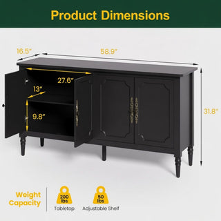 Vintage Buffet Cabinet With Adjustable Shelves