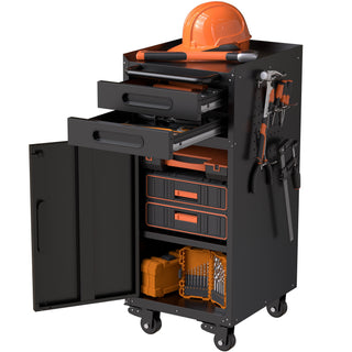 Rolling Tool Cabinet Heavy Duty Garage Storage With Lockable Doors & Drawers