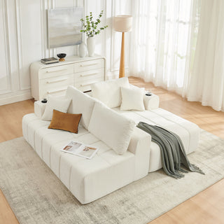 L - Shaped Sectional Sofa With Cup Holders & Side Pockets
