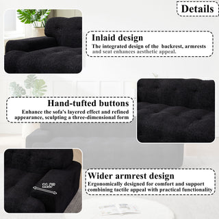 Cloud Series Minimalist Button Tufted Square Arm 3 Seater Sofa