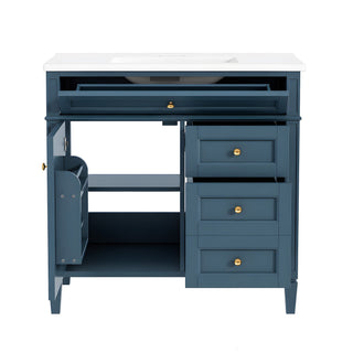 Bathroom Vanity With Sink, Rectangular Storage Cabinet & 2 Drawers And Tip Out Drawer