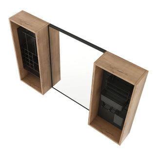 43.5" Mirror Cabinet With Storage, Wall Mounted Medicine Cabinet Frame With Shelves - Imitative Oak