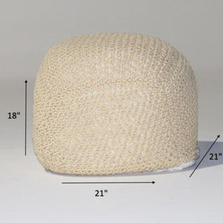 Semi Rounded Pouf, Cable Knitted, Perfect Seating