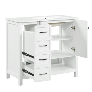 Bathroom Vanity With Sink Top, Bathroom Vanity Cabinet With 2 Doors And 2 Drawers, Open Shelf