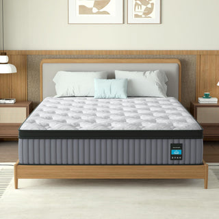 14" King Hybrid Mattress, Memory Foam & Pocket Spring Bed, Cooling, Pressure Relief, Back & Hip Support - Gray / White