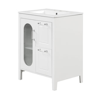 Modern Bathroom Vanity With Sink, Cabinet With 2 Drawers And Door, Adjustable Shelf