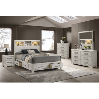 Bed With Built In LED Lights And Open Shelves