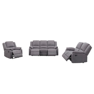3 Piece Reclining Sofa Set With 150° Deep Recline, 3 Seat Couch, Loveseat & Single Recliner - Gray