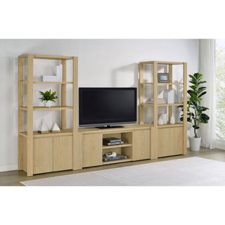 Susac - 3 Shelf Media Tower With Tall Pier Cabinet - Light Oak