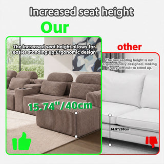 U-Shaped Sectional Sofa With Chaise Lounge And Cup Holders
