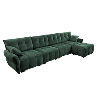 Sofa Set With Ottoman And Pillows, Textured, High Resilience Cushions