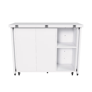 3 In 1 Foldable Side Table With 4 Storage Shelves