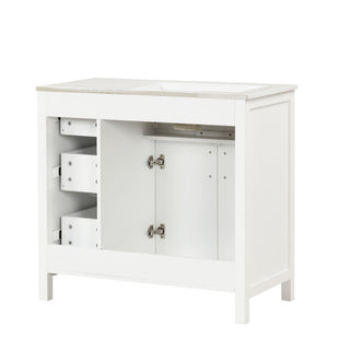 Modern Bathroom Vanity With Sink Top, 2 Doors And 3 Drawers