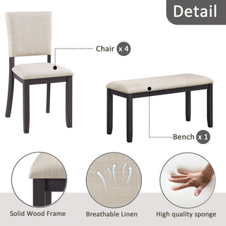 Dining Table Set, Rectangular Kitchen Table With Upholstered Chairs