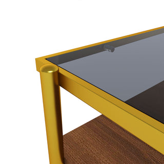 Rectangle Coffee Table With Tempered Glass Top And Legs, Modern Table For Living Room