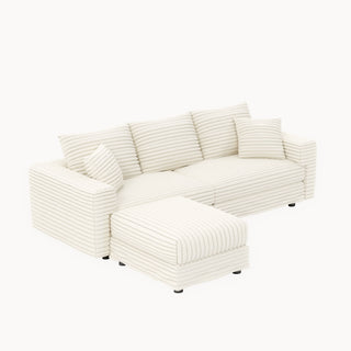 Deep Seat Convertible Sofa With Soft Pillows And Ottomans