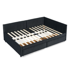 Upholstered Tufted Daybed Frame With Storage Drawers