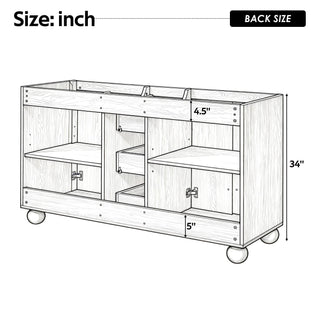Bathroom Vanity Cabinet Only, 3 Drawers 4 Doors, Soft Close, Adjustable Shelf - Wood