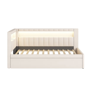 Upholstered Platform Bed With USB Ports And LED Belt