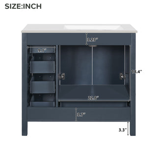Bathroom Vanity With Sink Combo, 2 Soft Close Doors And 5 Drawers