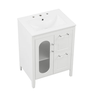 Modern Bathroom Vanity With Sink, Cabinet With 2 Drawers And Door, Adjustable Shelf