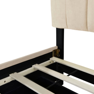 Platform UpholsteredBed With 2 Drawers And Twin Long Trundle