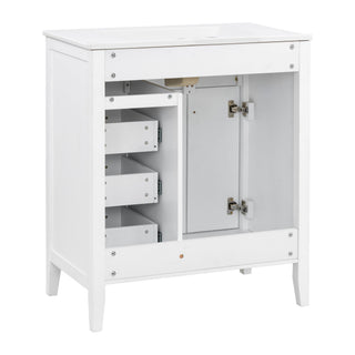 Bathroom Vanity With Sink, Freestanding Design, Soft Close Doors & Drawers - White