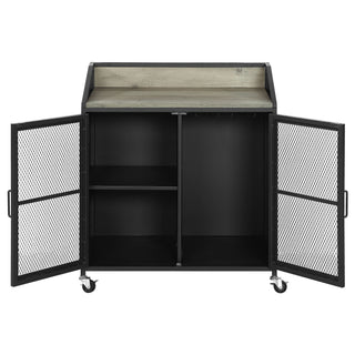 Arlette - 2 Door Mobile Home Bar Wine Cabinet With Smooth Rolling Casters - Black