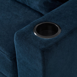 Modern Style Armchair Chaise Lounge Sofa Couch With Movable Storage Ottoman, USB Ports, Cup Holders, Phone Holder, Side Pockets