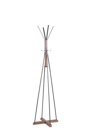 Reclaimed Wood And Metal Freestanding Coat Rack With Hooks Use In Bedroom, Living Room - Natural