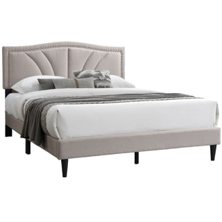 Bed With Nailhead Trim Accents, Upholstered Platform Frame