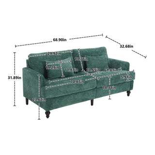 Mid Century Modern Fabric Loveseat Sofa, 2 Seat Upholstered Couch