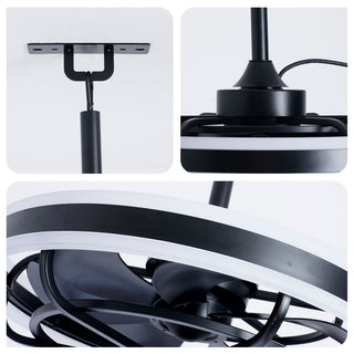 Ceiling Fan Light LED Light Source And Remote Control, 3000 - 6500K Dimmable LED Fan Light, 6 Speeds, For Living Room - Matte Black