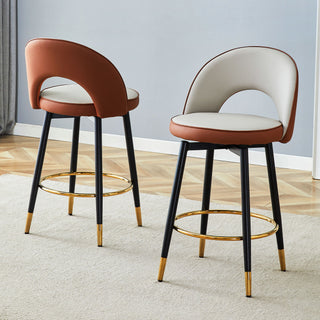 Upholstered Rotatable Bar Chair With Metal Legs For Dining Room