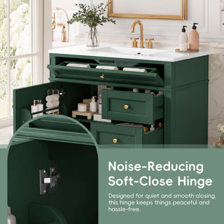 Bathroom Vanity With Sink, Rectangular Storage Cabinet & 2 Drawers And Tip Out Drawer