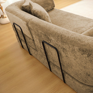 3 Seater Sofa With Built In Pet Bed Nook, Curved Design And 2 Throw Pillows