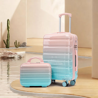 Luggage Set 14" / 20" With Combination Lock And Cosmetic Case