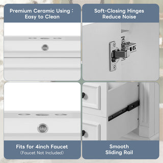 Bathroom Vanity With Sink, Cabinet With 2 Drawers And Adjustable Shelf