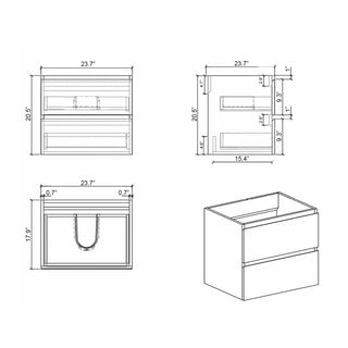 Alice - Bathroom Vanity With Large Storage, Sink Wall Mounted Floating Bathroom Vanity For Modern Bathroom, One-Piece Sink Basin Without Drain And Faucet