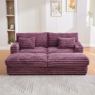 Oversized Double Chaise Lounge Sofa Bed With USB Ports And Cup Holders