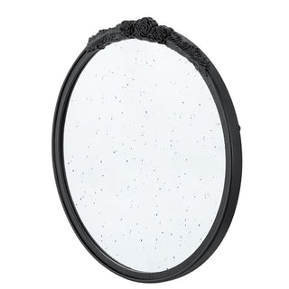 Round Hand Carved Rose Antique Mirror Frame, Wall Mirror For Live Space