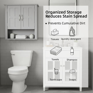 Multi Functional Wall Mounted Cabinet With Adjustable Shelves For Bathroom