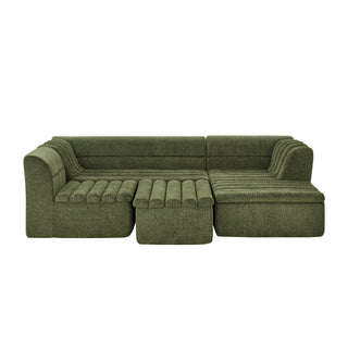U-Shaped Modular Sectional Sofa With Chaise And Movable Ottoman With Wave-Shaped Armrest