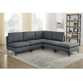 Upholstered Modular Sectional With Tall Legs, Medium Firm Seat