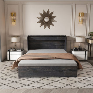 Full Murphy Bed With Storage Drawers, Charging Station, Foldable Panels, And Silent Swivel Wheels