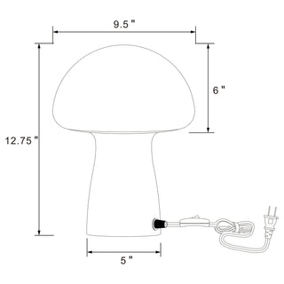 Jonah - Mushroom Shaped Glass Table Lamp - White
