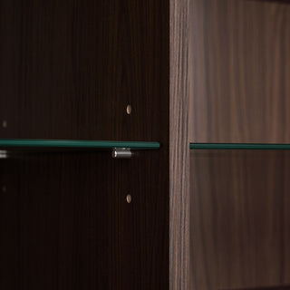 Modern Minimalist Style LED Curio Cabinet With Tempered Glass Door, Metal Legs