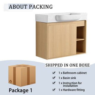 Wall Mounted Bathroom Vanity With Sink & Soft Close Door