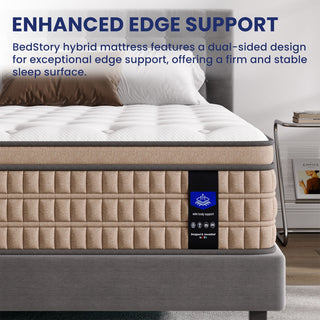 14" King Mattress Hotel Collection Hybrid Mattress With Gel Memory Foam & Pocket Springs - Brown / White