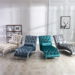 Chaise Lounge Indoor, Button Tufted Upholstered Chaise Lounge Chair With Pillow